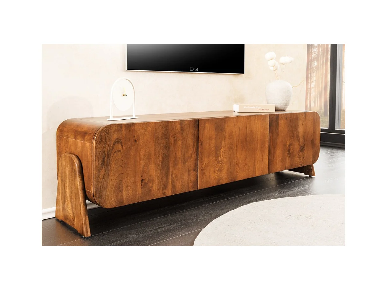 Meuble TV 160 cm bois massif marron – Collection NATURA