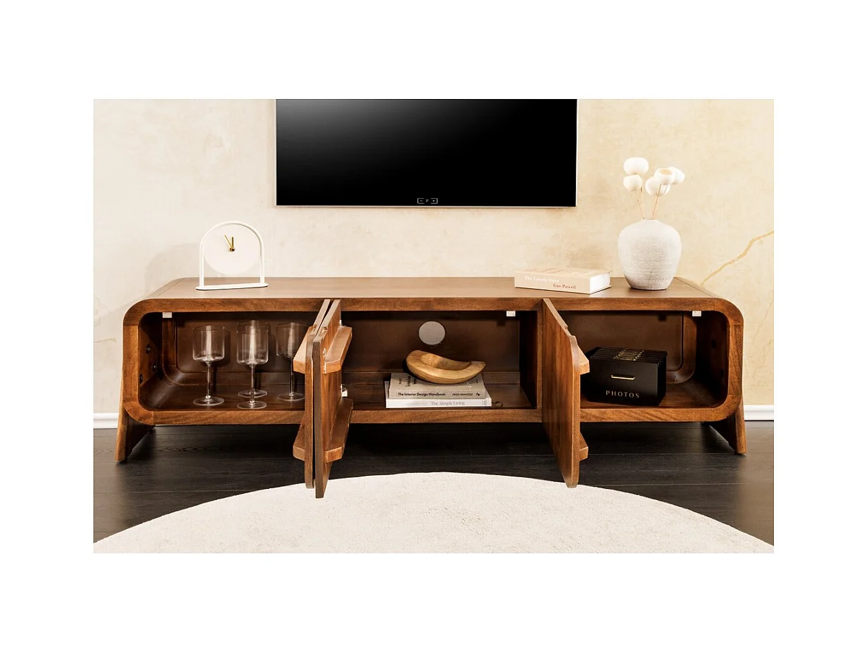 Meuble TV 160 cm bois massif marron – Collection NATURA
