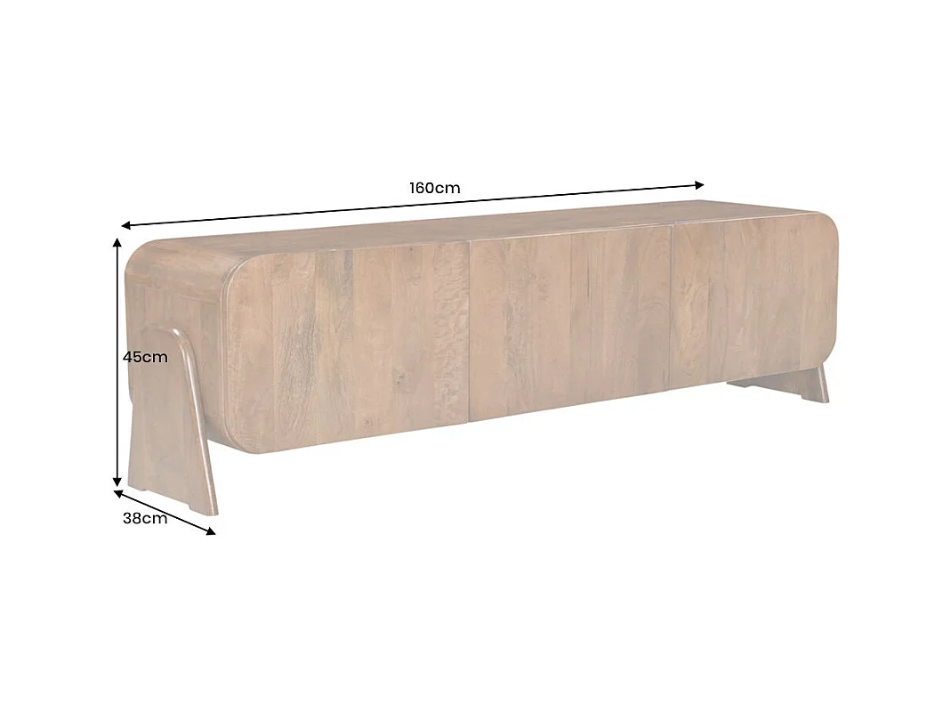 Meuble TV 160 cm bois massif marron – Collection NATURA