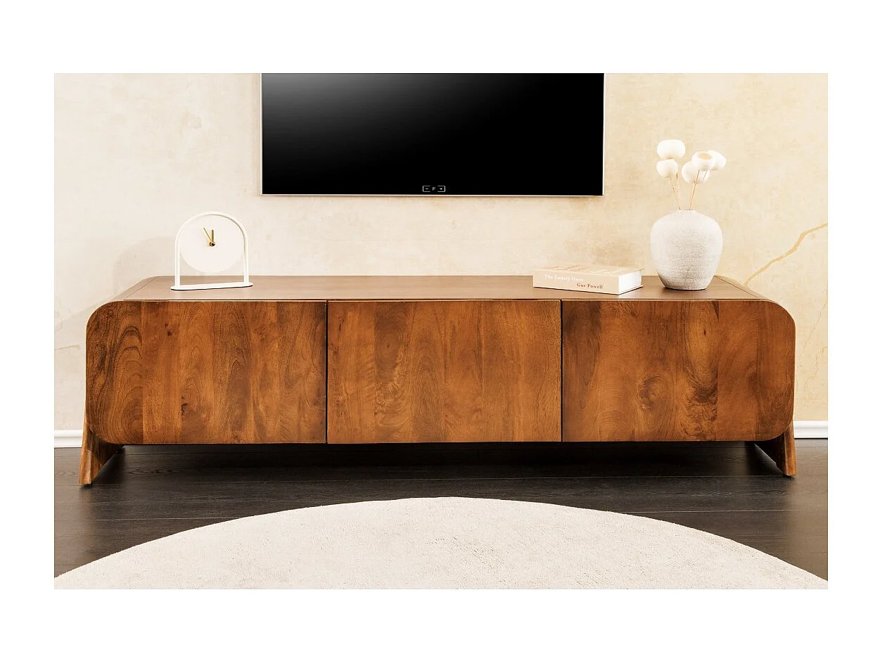 Meuble TV 160 cm bois massif marron – Collection NATURA