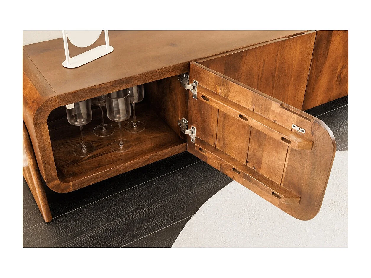 Meuble TV 160 cm bois massif marron – Collection NATURA