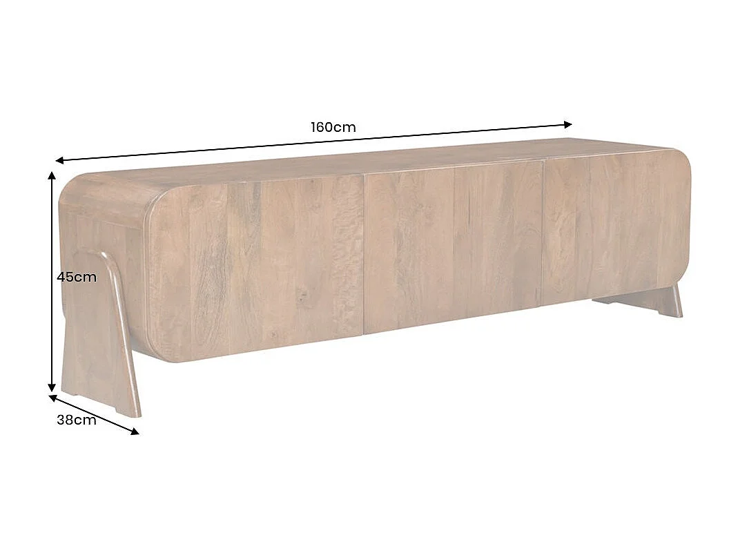 Möbel TV 160 cm Massivholz braun – Kollektion NATURA