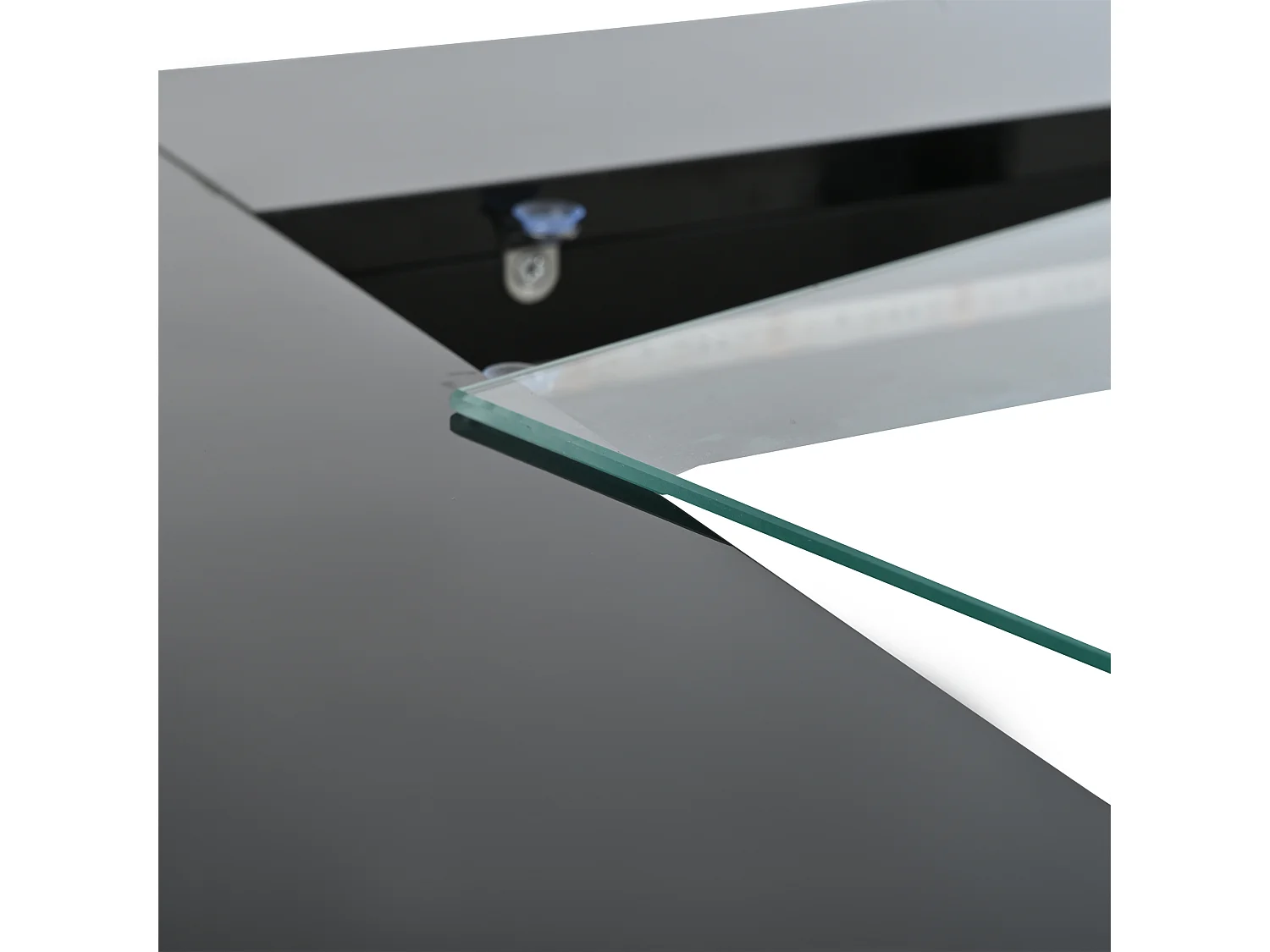 Zwarte vierkante salontafel met LED-verlichting, glazen blad 70x70x35cm