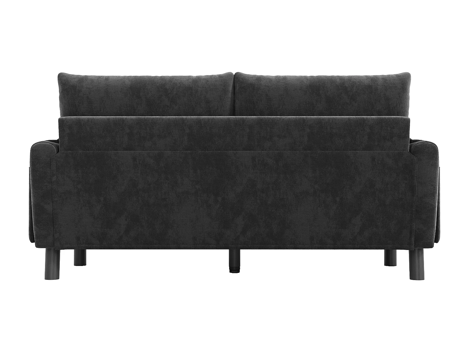 Grijze 2-zits rechte bank met kussens en zijzakken, chenille stof 158x80x88,5cm