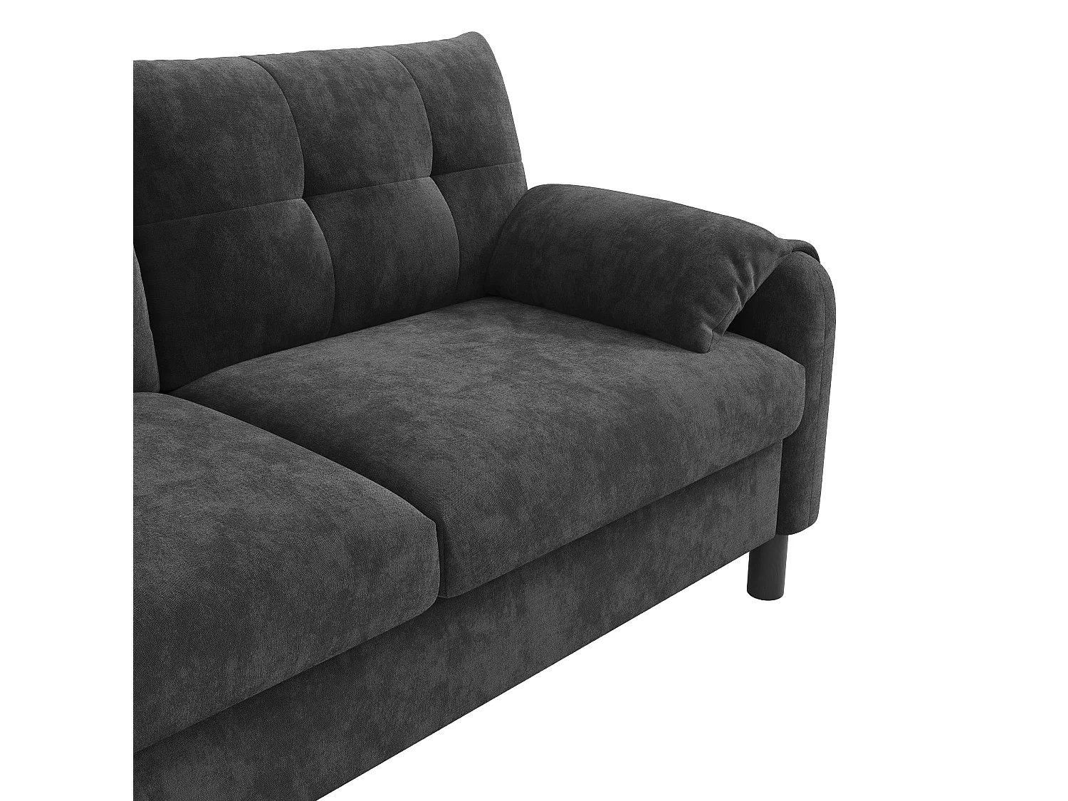 Grijze 2-zits rechte bank met kussens en zijzakken, chenille stof 158x80x88,5cm