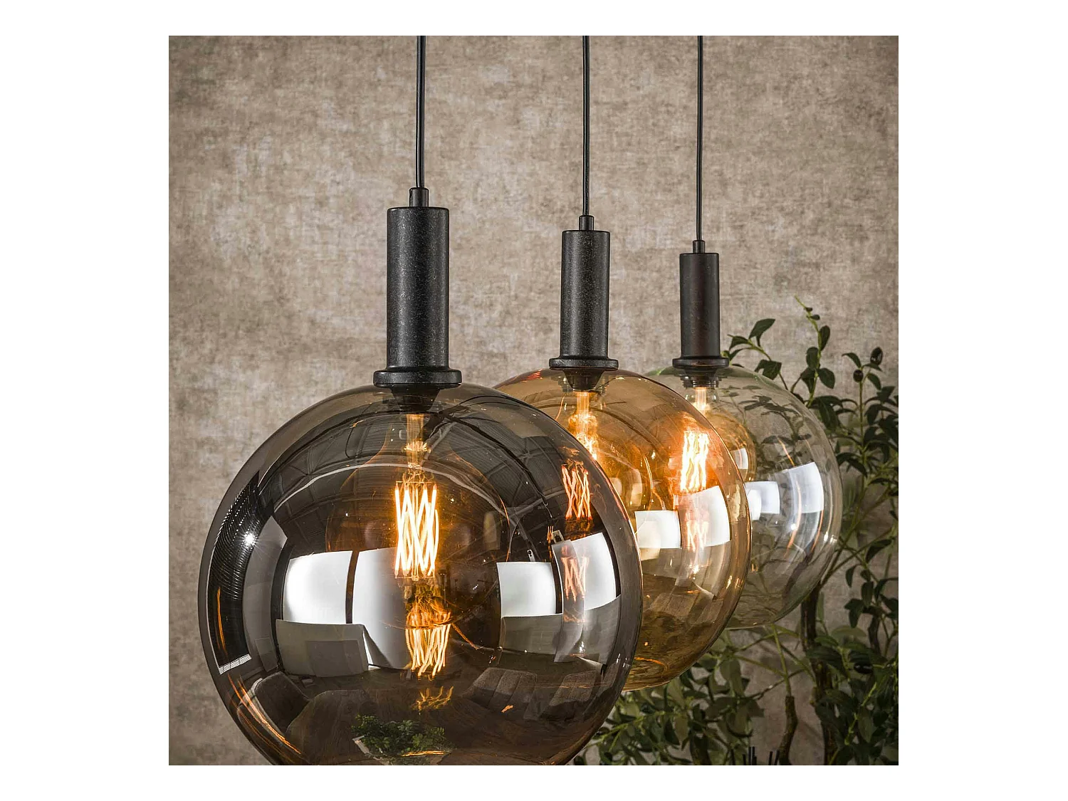 Suspension îlot cuisine 3 globes multicolores NOVA