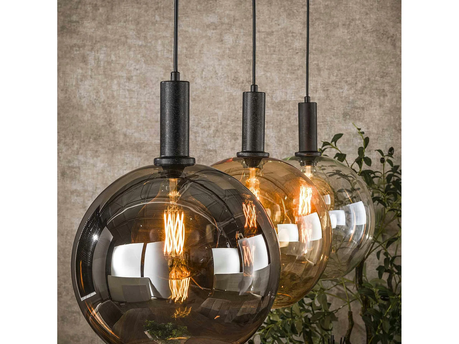 Suspension îlot cuisine 3 globes multicolores NOVA