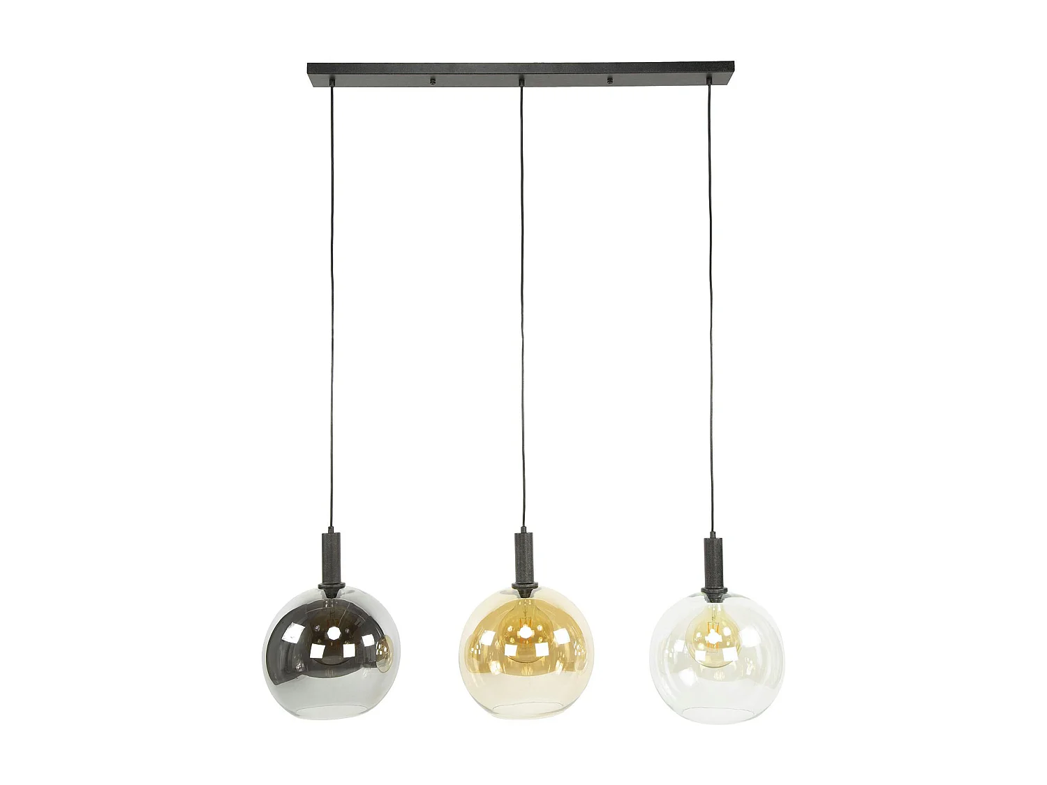 Suspension îlot cuisine 3 globes multicolores NOVA