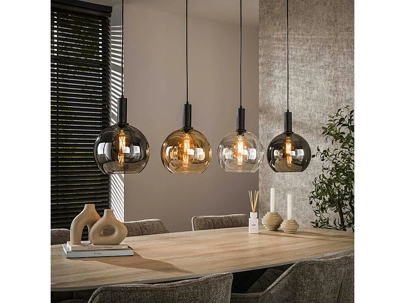 Suspension îlot cuisine 4 globes multicolores NOVA
