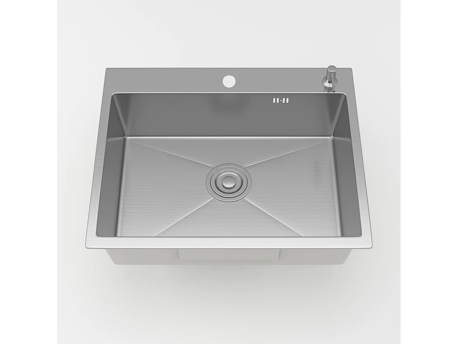 Évier Inox 1 Bac 50x45x22 cm Argent - pour Petite Cuisine & Camping-car - Prépercé avec Filtre