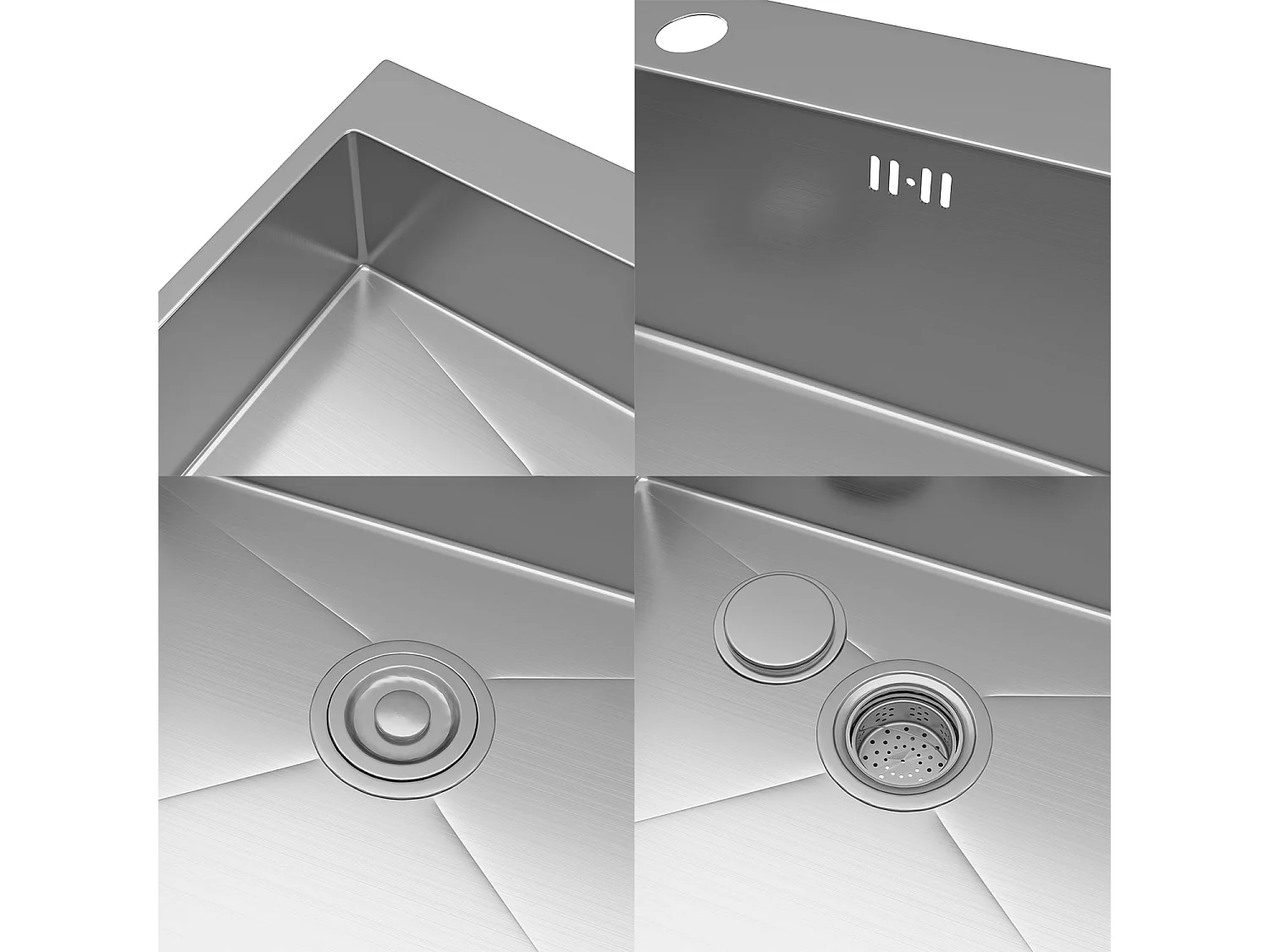 Évier Inox 1 Bac 50x45x22 cm Argent - pour Petite Cuisine & Camping-car - Prépercé avec Filtre