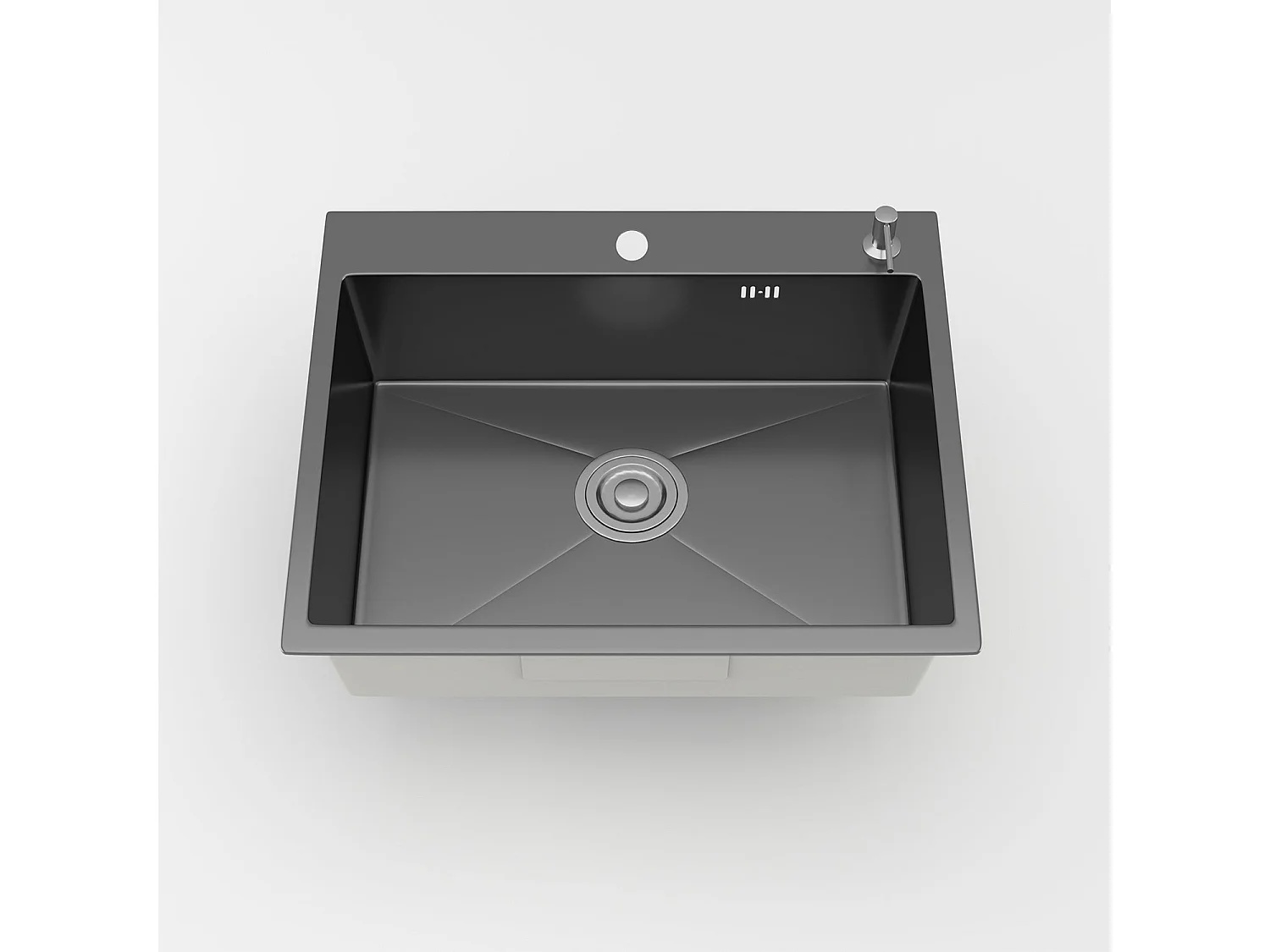 Roestvrijstalen spoelbak met 1 bak 50x45x22 cm Metallic grijs - voor kleine keukens en campers - Voorgeboord met filter