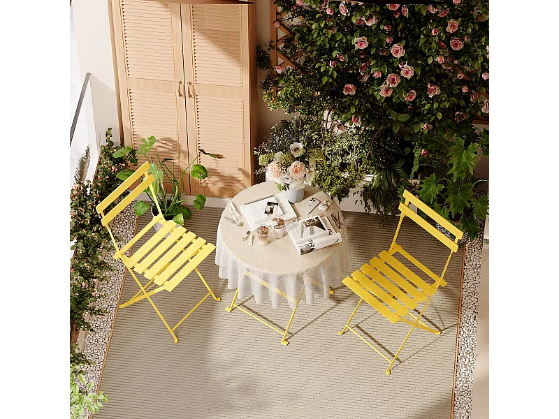 Lot de 3 Meubles de Jardin de Balcon,Bistrot Bar Salon de Jardin Exterieur 2 Personnes