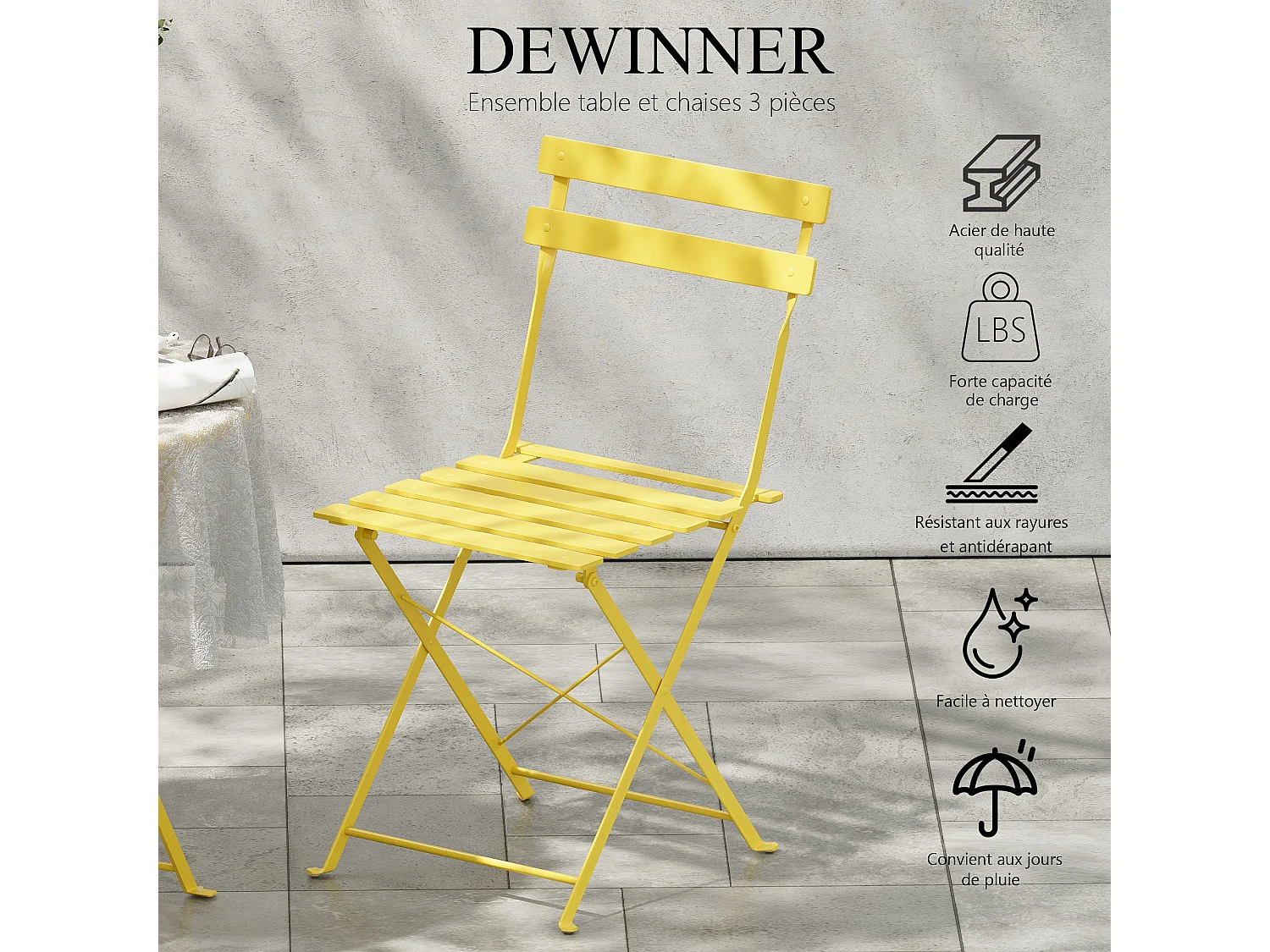 Lot de 3 Meubles de Jardin de Balcon,Bistrot Bar Salon de Jardin Exterieur 2 Personnes