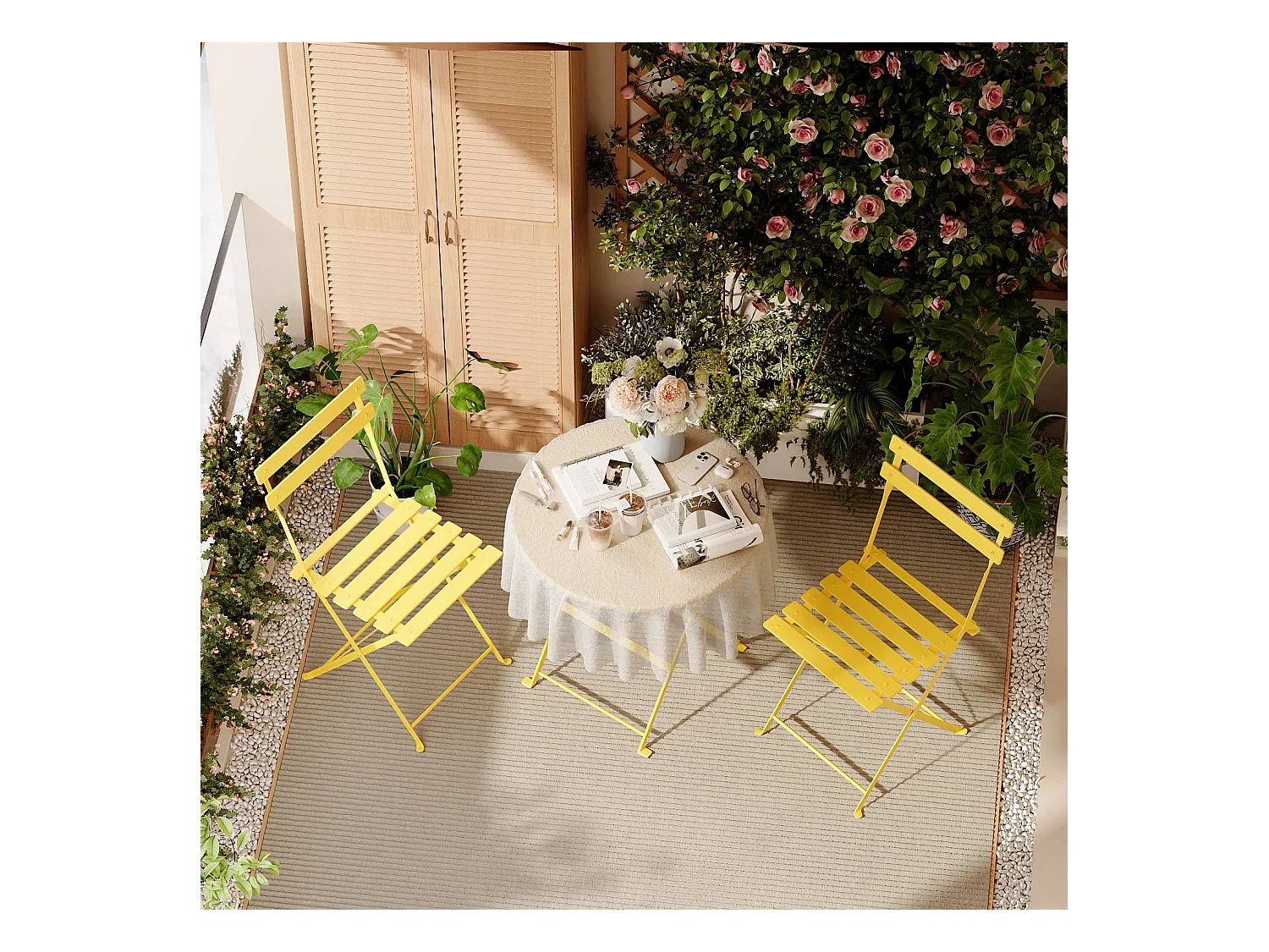 Lot de 3 Meubles de Jardin de Balcon,Bistrot Bar Salon de Jardin Exterieur 2 Personnes