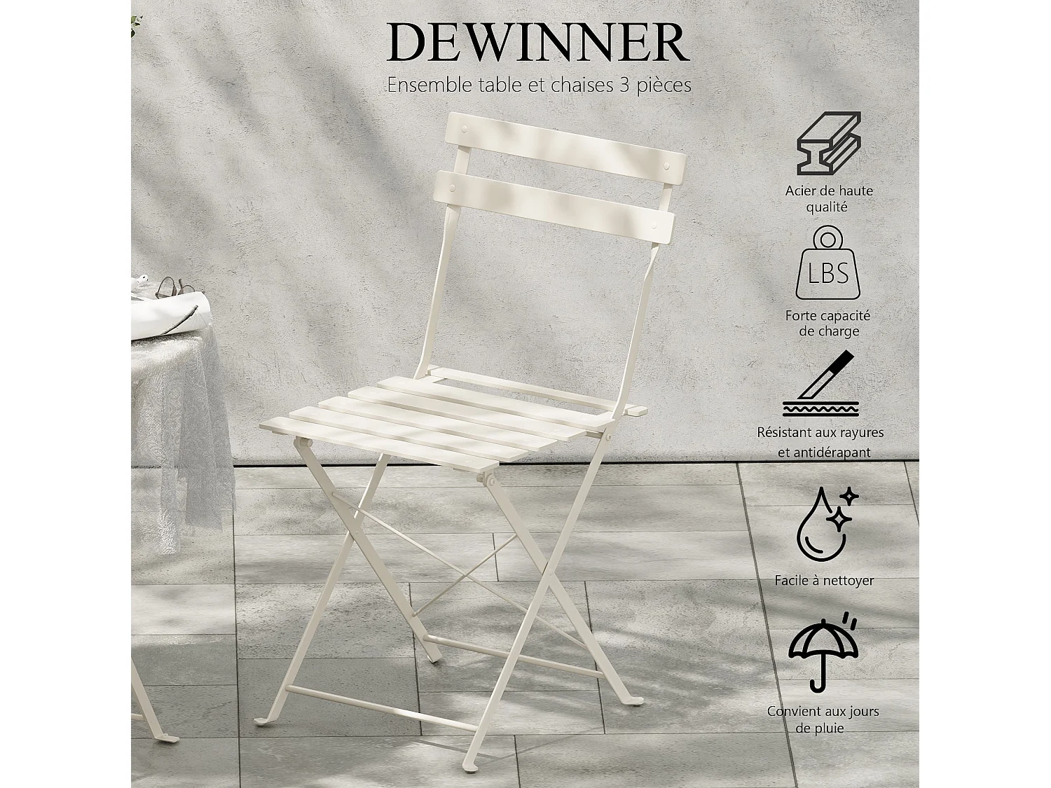 Lot de 3 Meubles de Jardin de Balcon,  Bistrot Bar Salon de Jardin Exterieur 2 Personnes