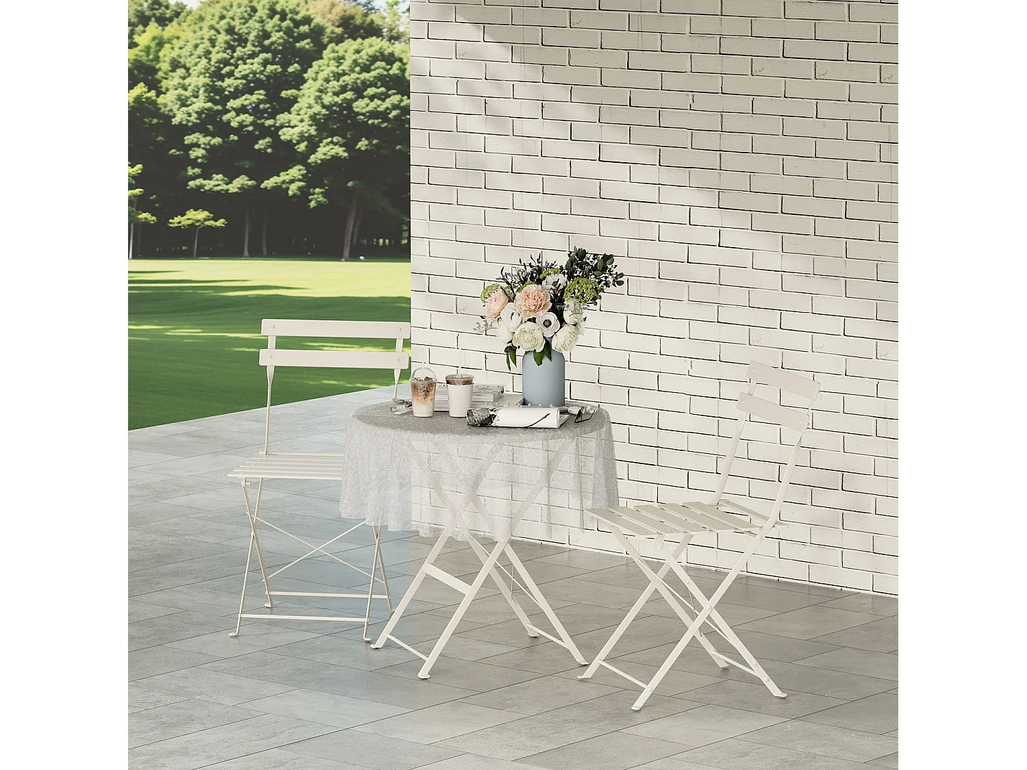 Lot de 3 Meubles de Jardin de Balcon,  Bistrot Bar Salon de Jardin Exterieur 2 Personnes