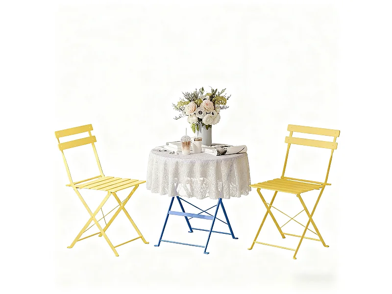 Lot de 3 Meubles de Jardin de Balcon, Bistrot Bar Salon de Jardin Exterieur 2 Personnes