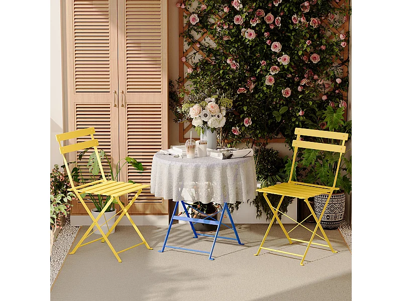 Lot de 3 Meubles de Jardin de Balcon, Bistrot Bar Salon de Jardin Exterieur 2 Personnes