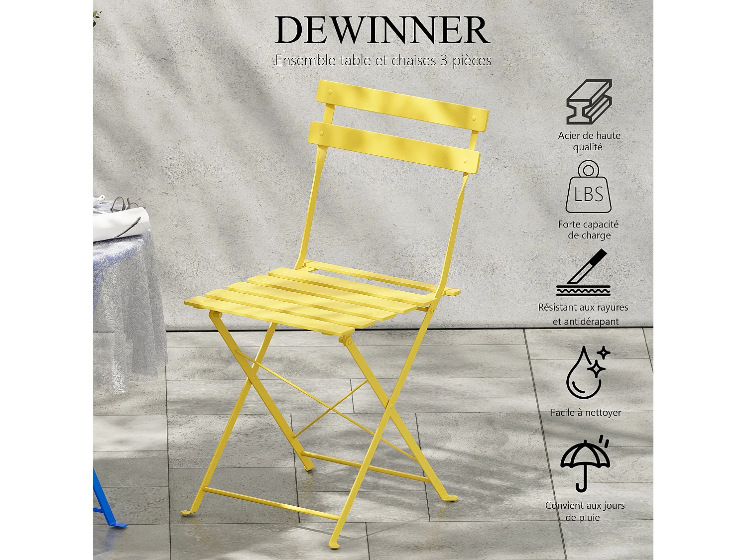 Lot de 3 Meubles de Jardin de Balcon, Bistrot Bar Salon de Jardin Exterieur 2 Personnes