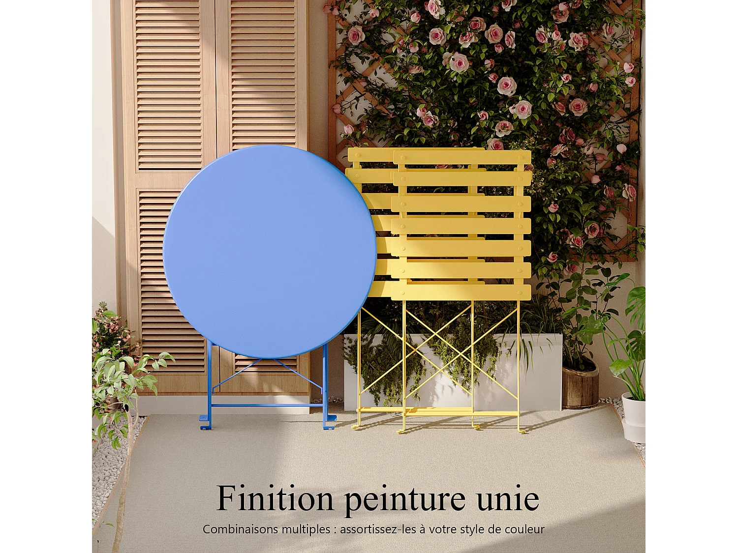 Lot de 3 Meubles de Jardin de Balcon, Bistrot Bar Salon de Jardin Exterieur 2 Personnes