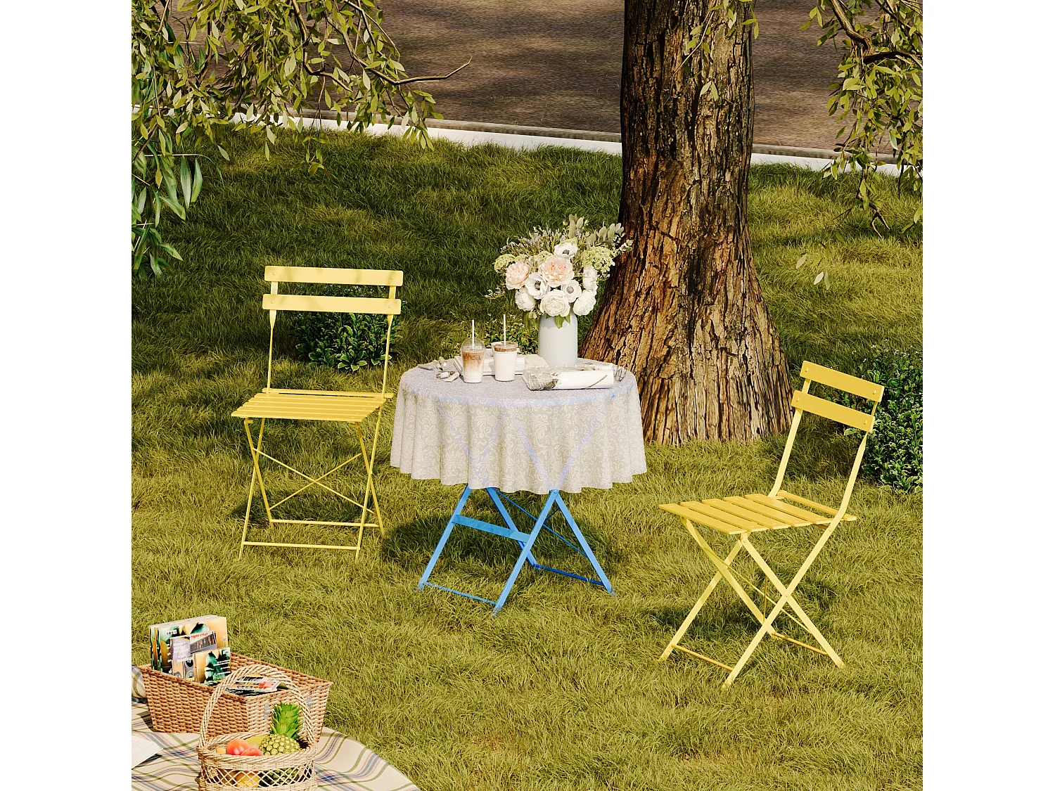 Lot de 3 Meubles de Jardin de Balcon, Bistrot Bar Salon de Jardin Exterieur 2 Personnes