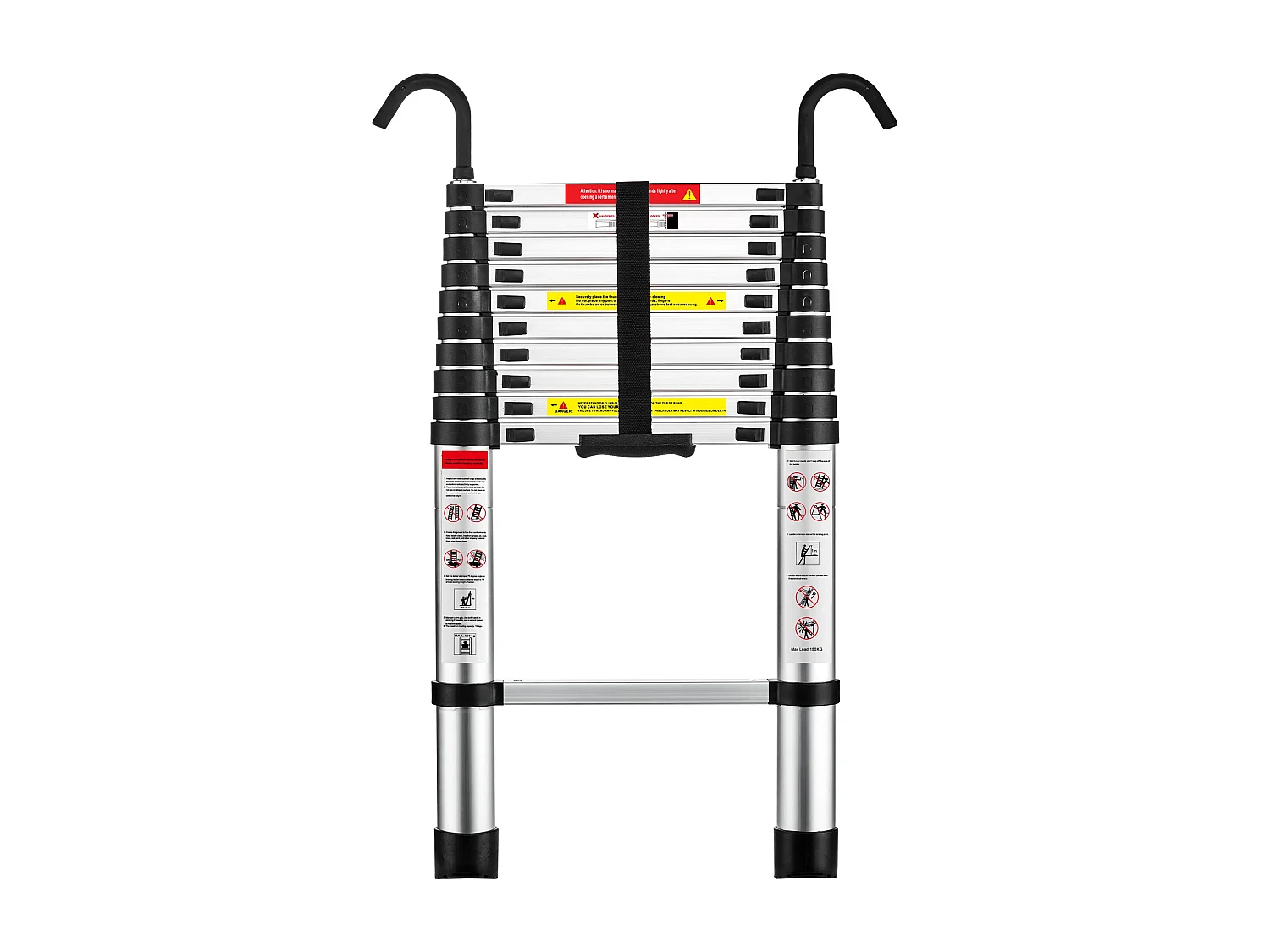 Échelle Telescopique 3,2 M en Aluminium, Escabeau Telescopique Pliable crochet amovible, Charge Max 150 kg