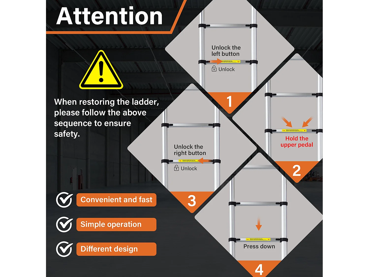 Échelle Telescopique 3,2 M en Aluminium, Escabeau Telescopique Pliable crochet amovible, Charge Max 150 kg