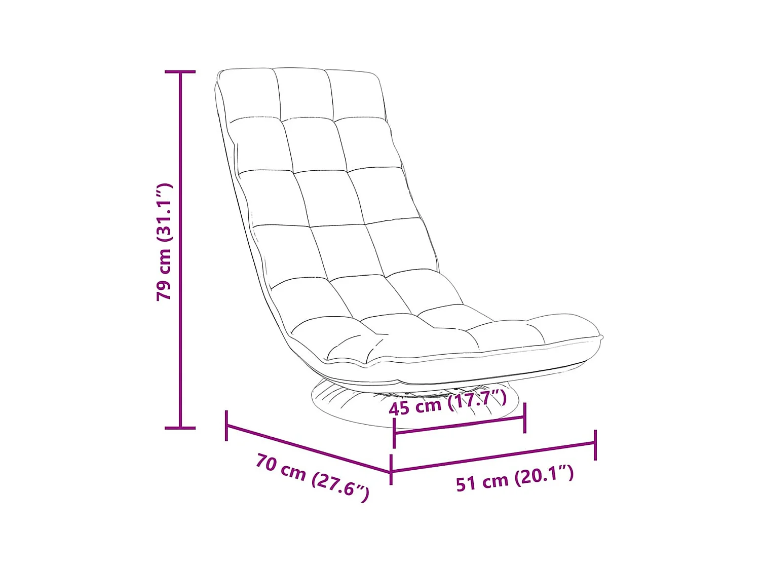 Fauteuil de sol pivotant gris nuage 70x51x79 cm tissu