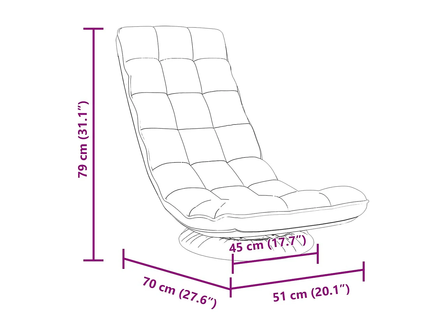 Fauteuil de sol pivotant gris nuage 70x51x79 cm tissu