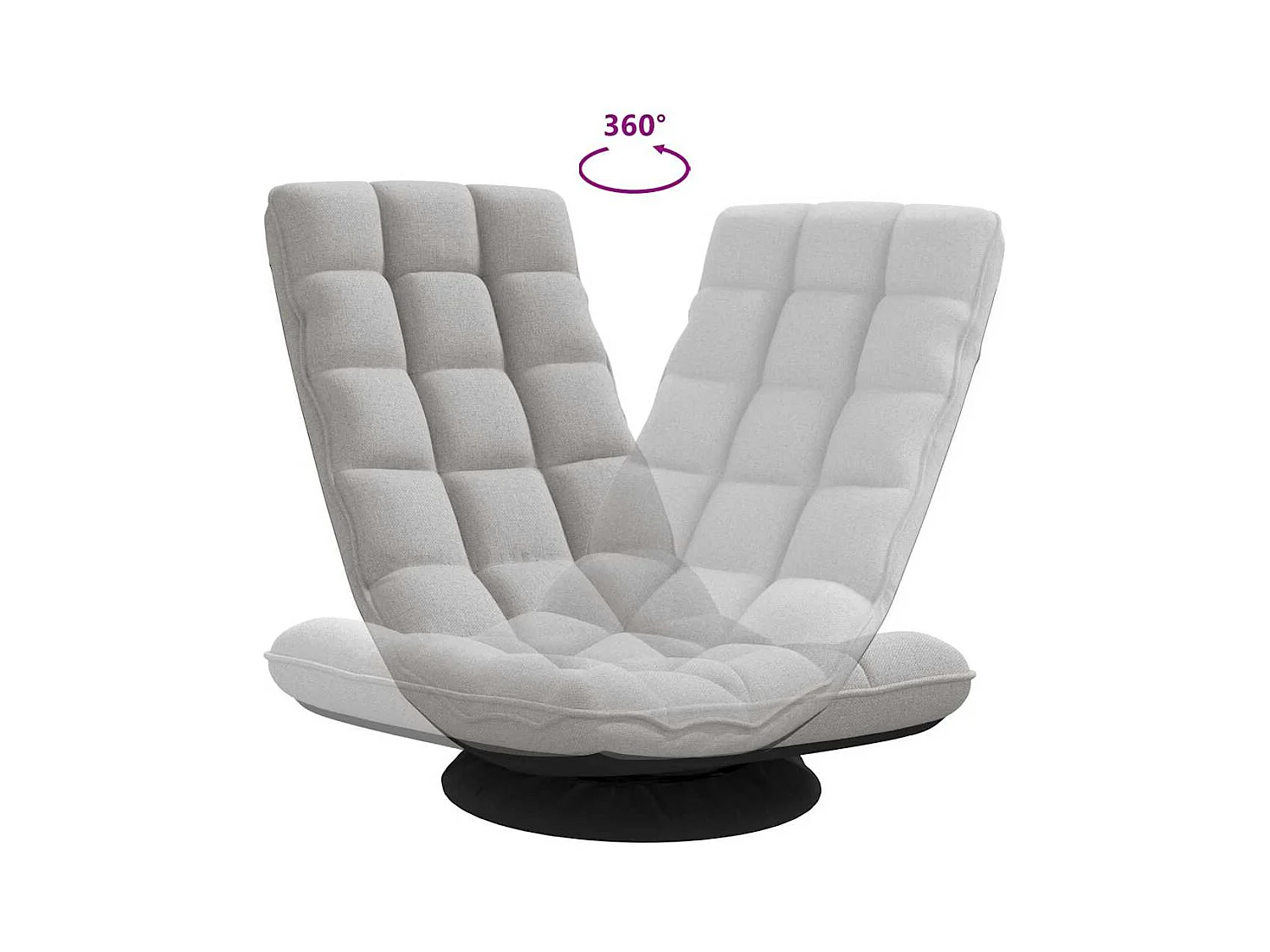 Fauteuil de sol pivotant gris nuage 70x51x79 cm tissu