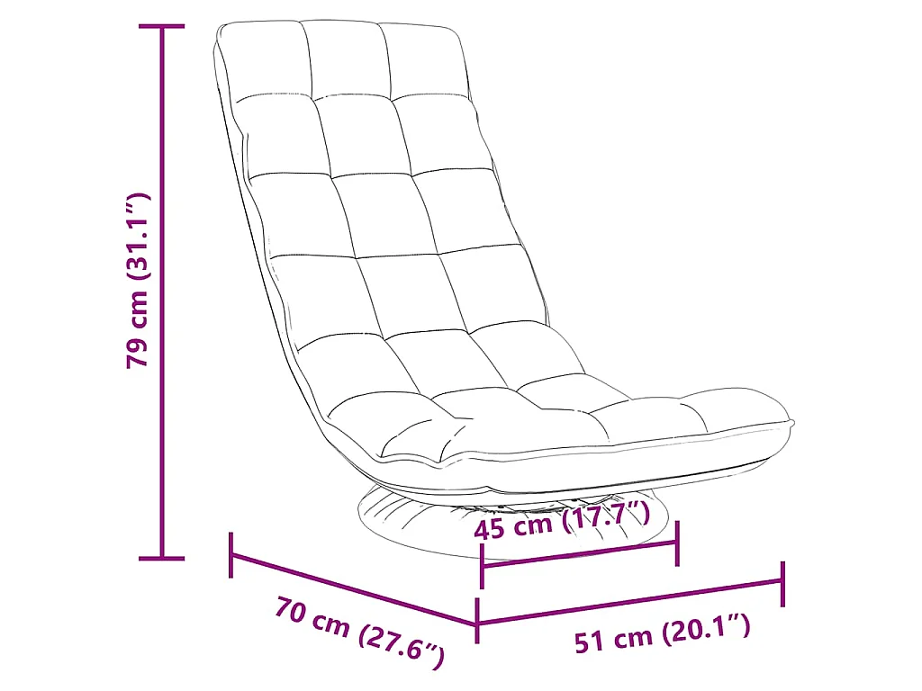 Fauteuil de sol pivotant gris nuage 70x51x79 cm tissu