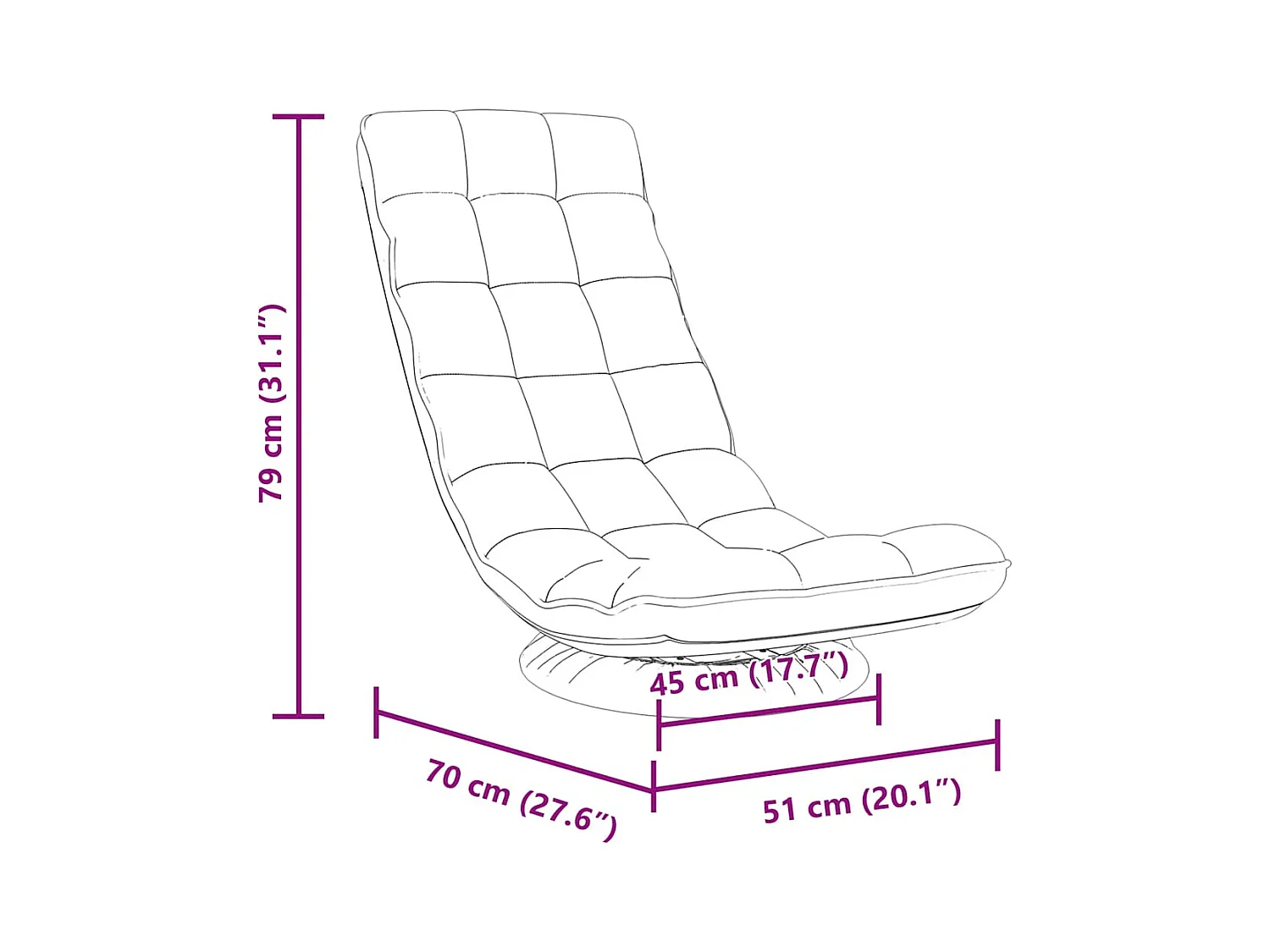 Fauteuil de sol pivotant vert foncé 70x51x79 cm tissu