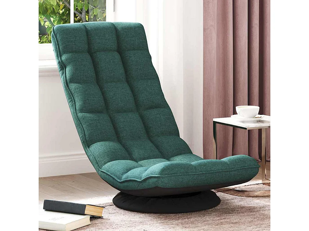 Fauteuil de sol pivotant vert foncé 70x51x79 cm tissu