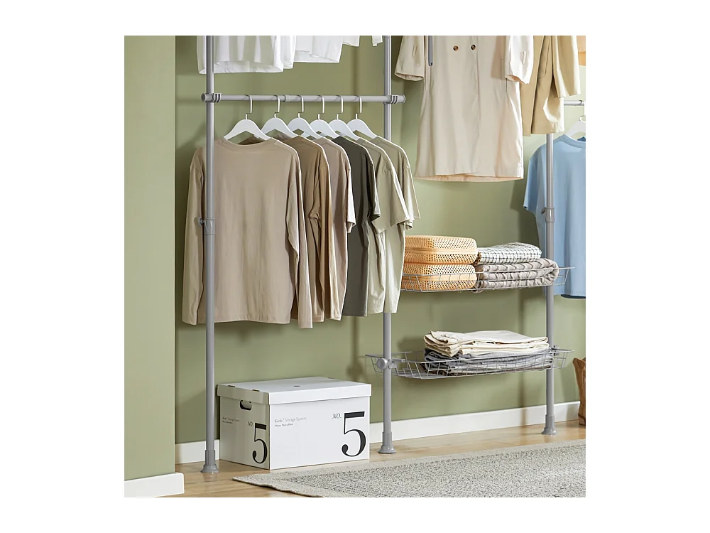 SoBuy Armoire Penderie Dressing Réglable à Portes Coulissantes Grise