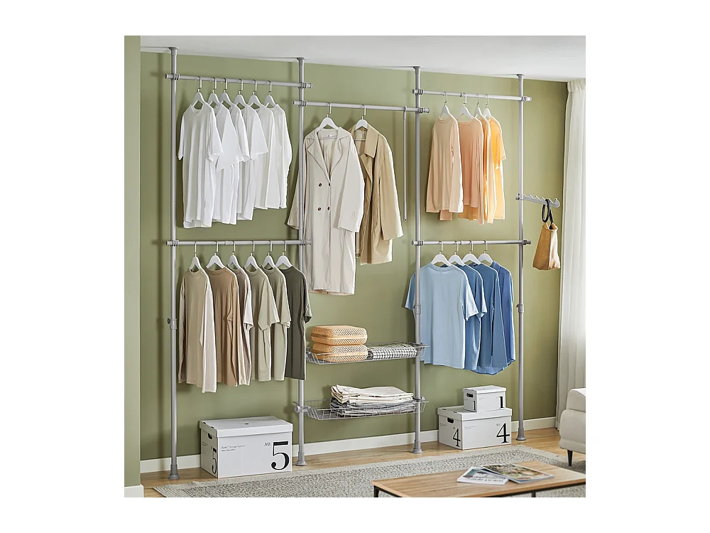 SoBuy Armoire Penderie Dressing Réglable à Portes Coulissantes Grise