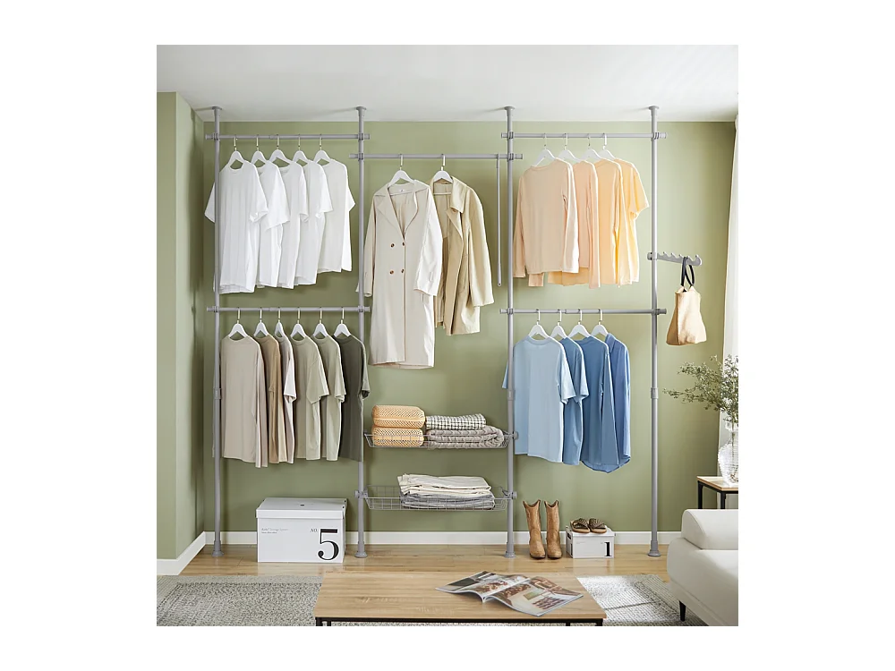 SoBuy Armoire Penderie Dressing Réglable à Portes Coulissantes Grise