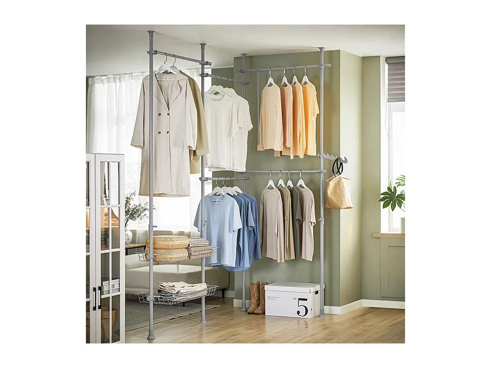 SoBuy Armoire Penderie Dressing Réglable à Portes Coulissantes Grise