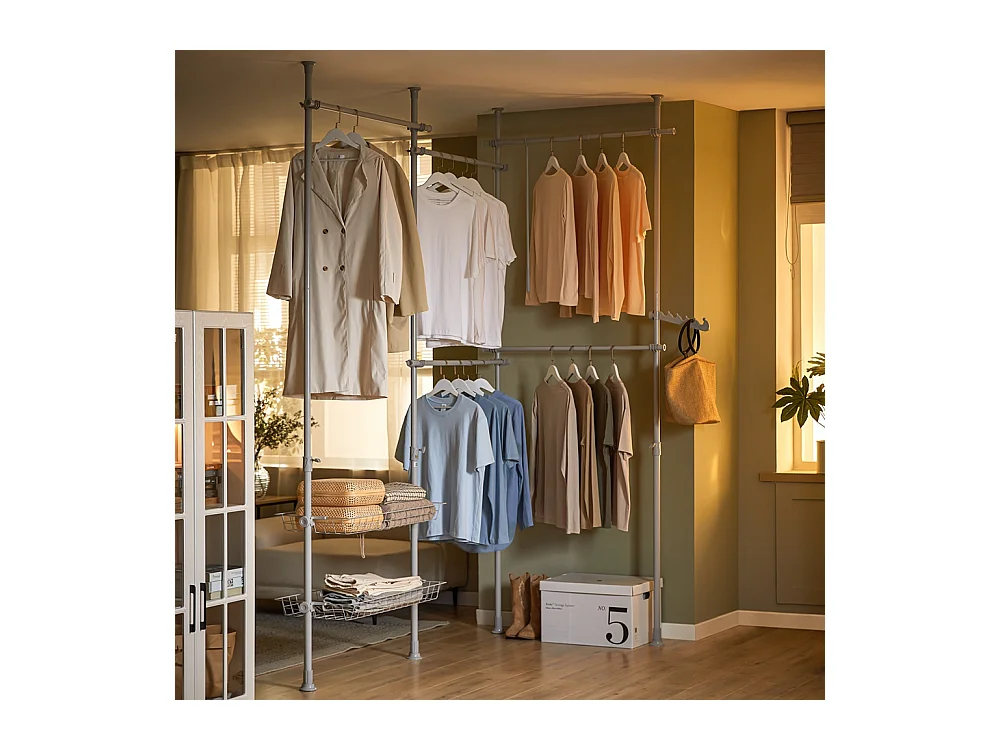 SoBuy Armoire Penderie Dressing Réglable à Portes Coulissantes Grise