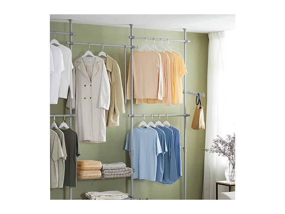 SoBuy Armoire Penderie Dressing Réglable à Portes Coulissantes Grise