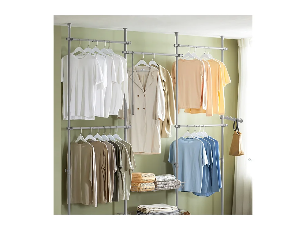 SoBuy Armoire Penderie Dressing Réglable à Portes Coulissantes Grise