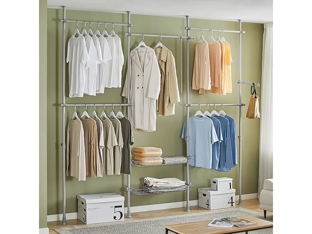 SoBuy Armoire Penderie Dressing Réglable à Portes Coulissantes Grise