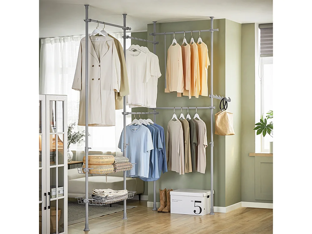 SoBuy Armoire Penderie Dressing Réglable à Portes Coulissantes Grise