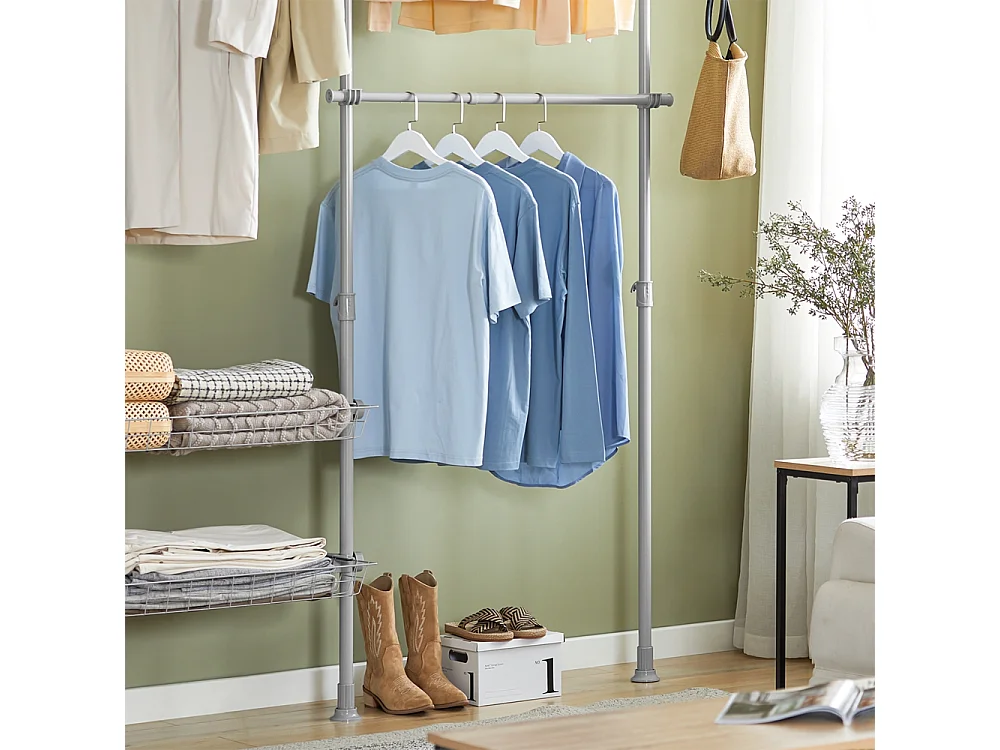 SoBuy Armoire Penderie Dressing Réglable à Portes Coulissantes Grise