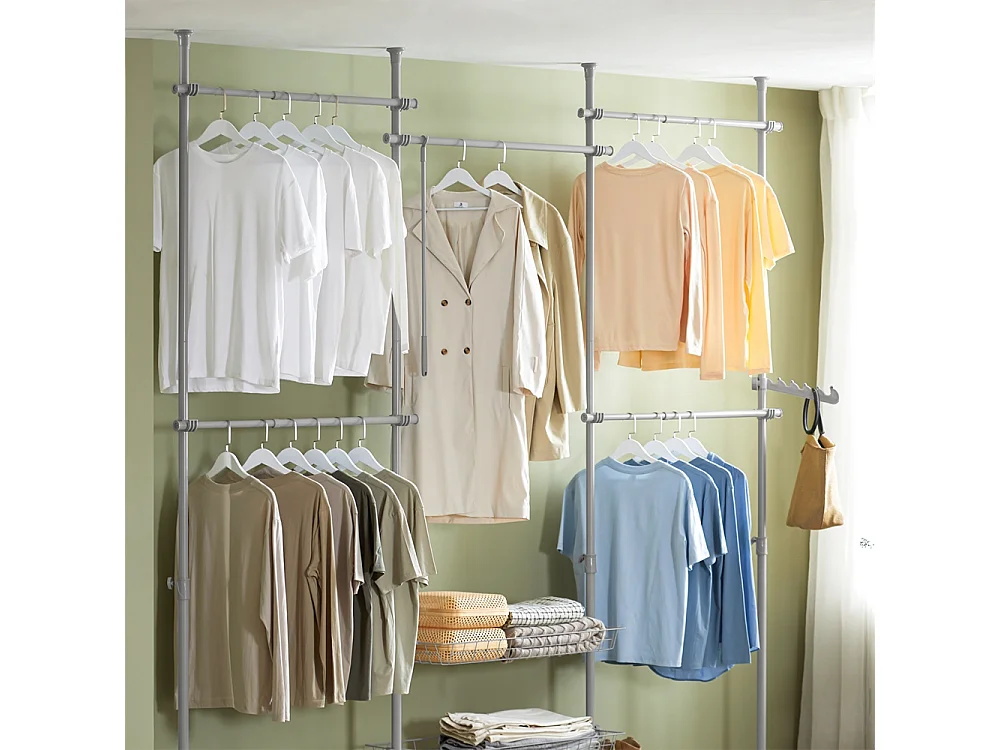 SoBuy Armoire Penderie Dressing Réglable à Portes Coulissantes Grise