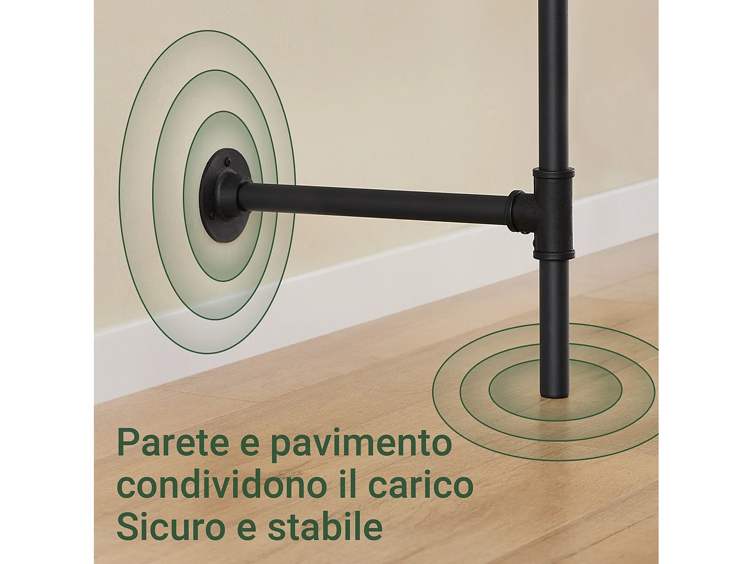 SoBuy Scienny wieszak na ubrania z 3 drążkami i 3 półkami z MDF, czarny