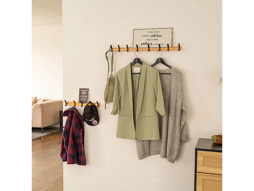 Porte-manteau HOME DELUXE STRIPE comprenant crochets, aimants et étagère à photos - 8 x crochets | Portemanteau mural, porte-crochets