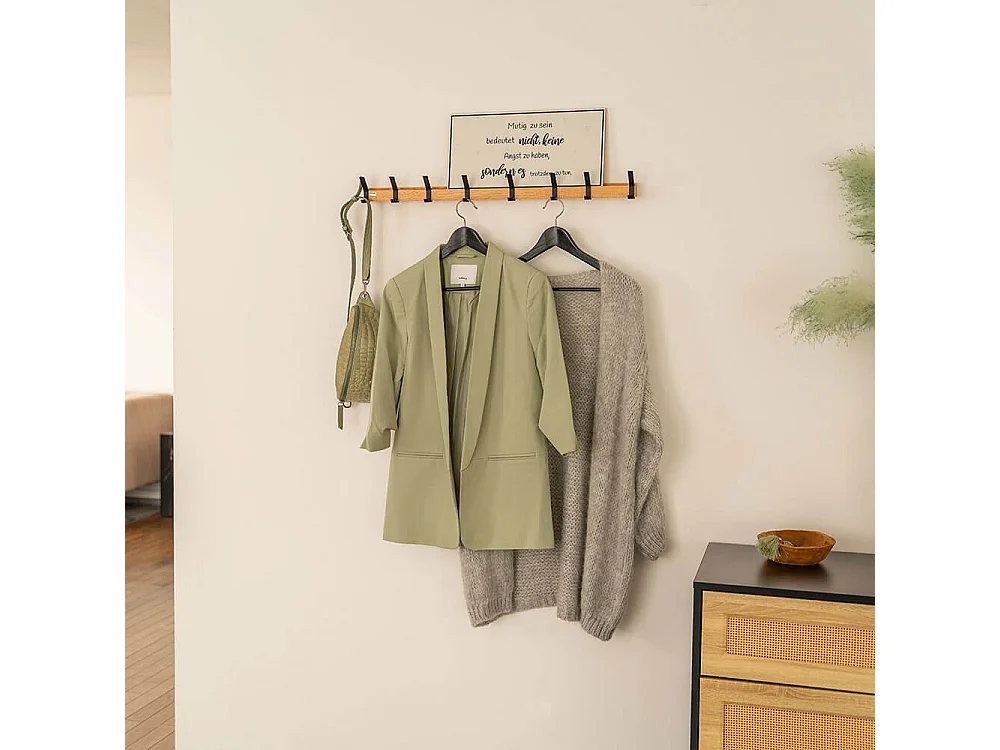 Porte-manteau HOME DELUXE STRIPE comprenant crochets, aimants et étagère à photos - 8 x crochets | Portemanteau mural, porte-crochets