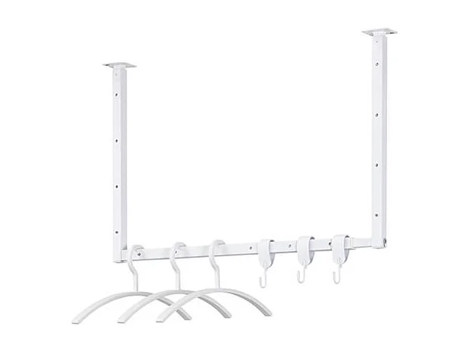 HOME DELUXE Porte-manteau mural SWAY Blanc - extensible | Tringle à vêtements industrielle, support pour serviettes
