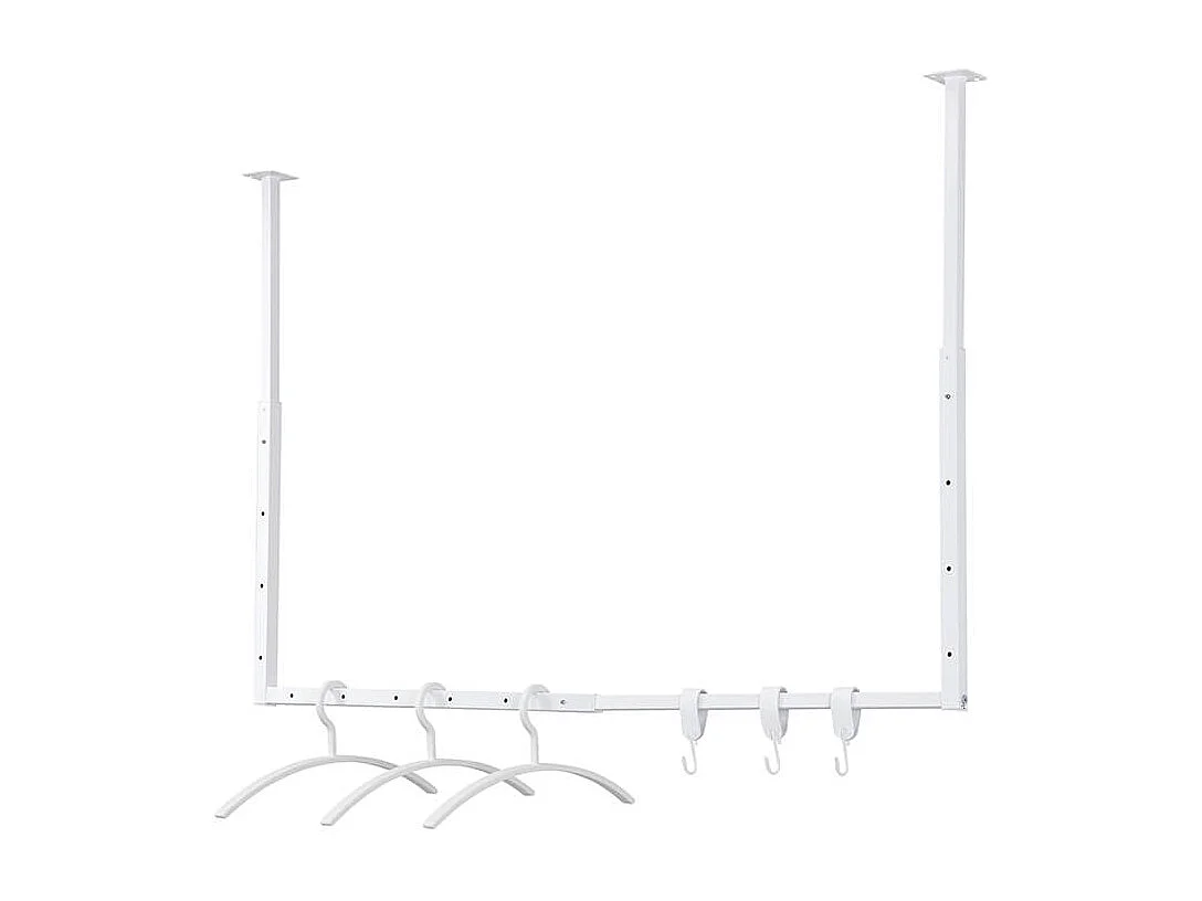 HOME DELUXE Porte-manteau mural SWAY Blanc - extensible | Tringle à vêtements industrielle, support pour serviettes